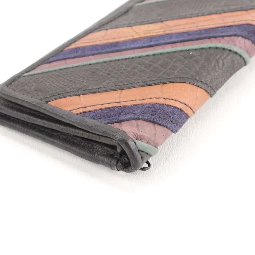 Michael Stevens Leather Wallet Women Trifold Multicolor Striped Clutch ID Cards